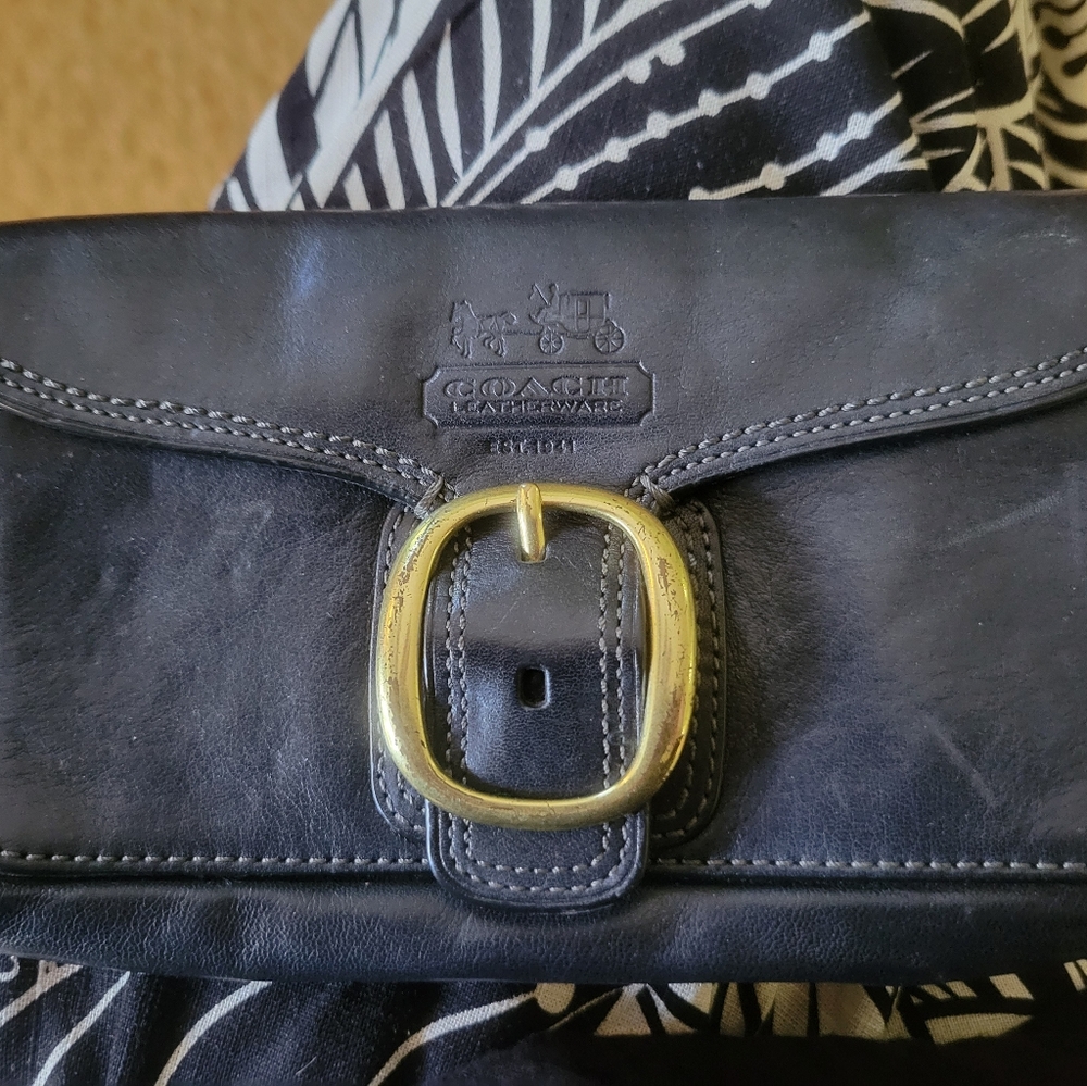 Coach Black  Leather Clutch Wristlet